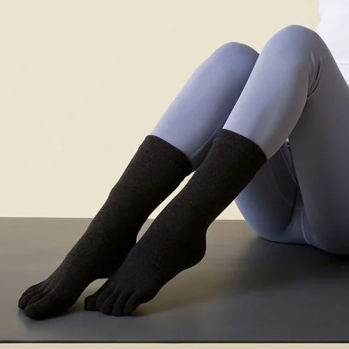 1 Pair Lengthened Sweat-absorbing Non-slip Yoga Five-finger Socks
