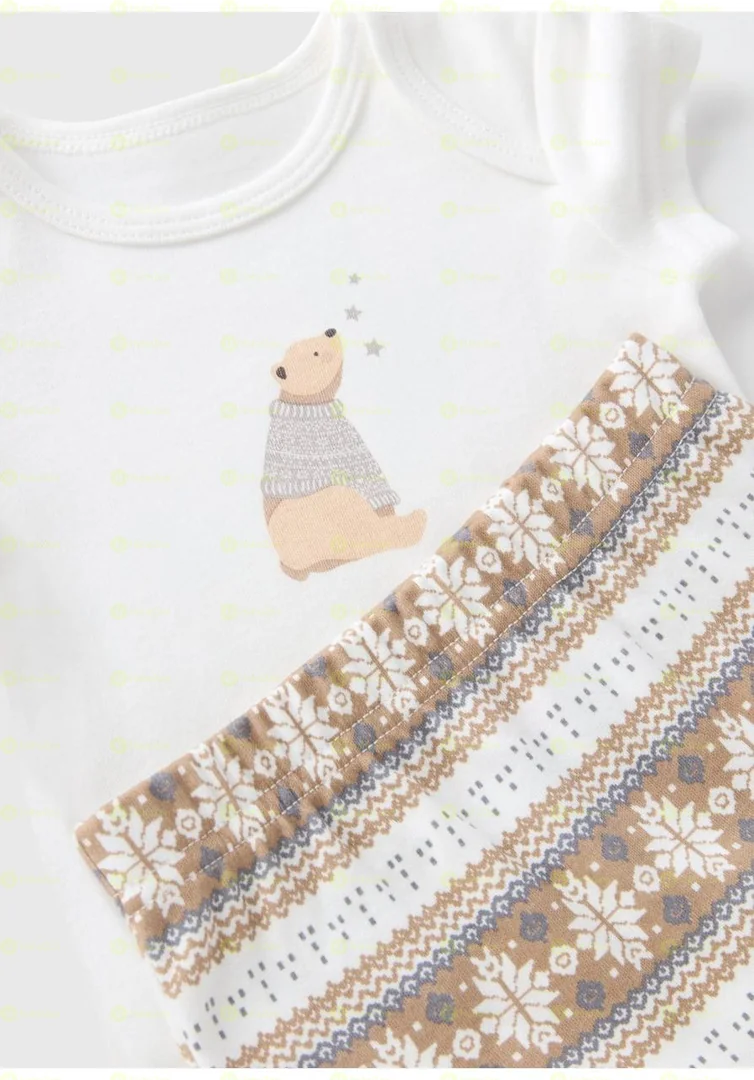 3 Piece Baby Cream Bear Bodysuit & Jacket Set