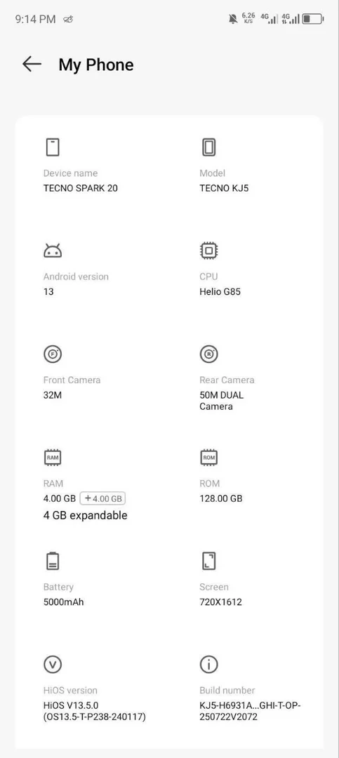 Tecno Spark 20