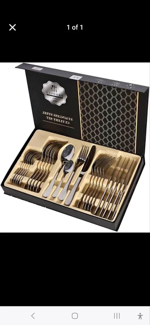24pc Stainless Steel Cuterly Set With Spoon And Knife Holder