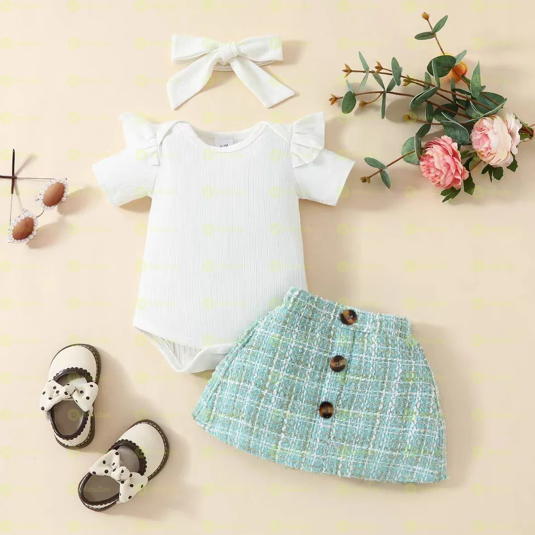 Babygirl Short Sleeve Top Skirt and Headband Set