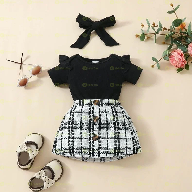 Babygirl Short Sleeve Top Skirt and Headband Set
