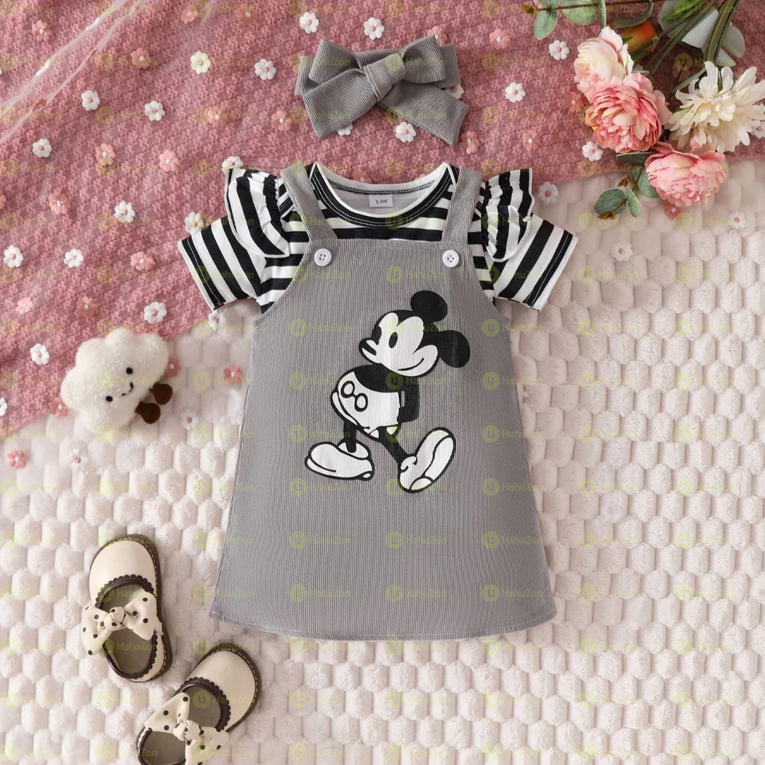 Babygirl Three Piece set Dress, Tshirt and Headband Set