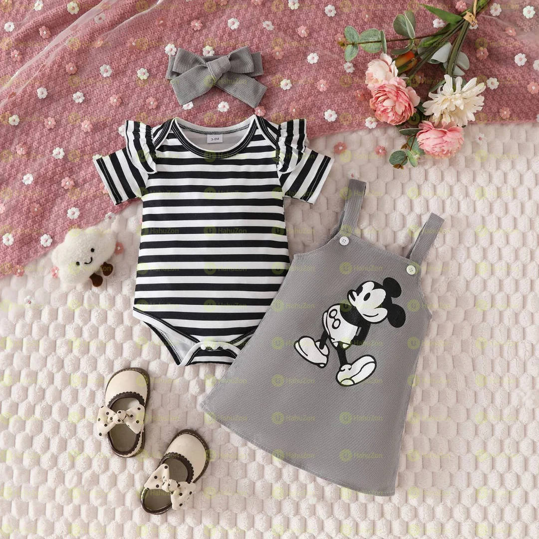Babygirl Three Piece set Dress, Tshirt and Headband Set