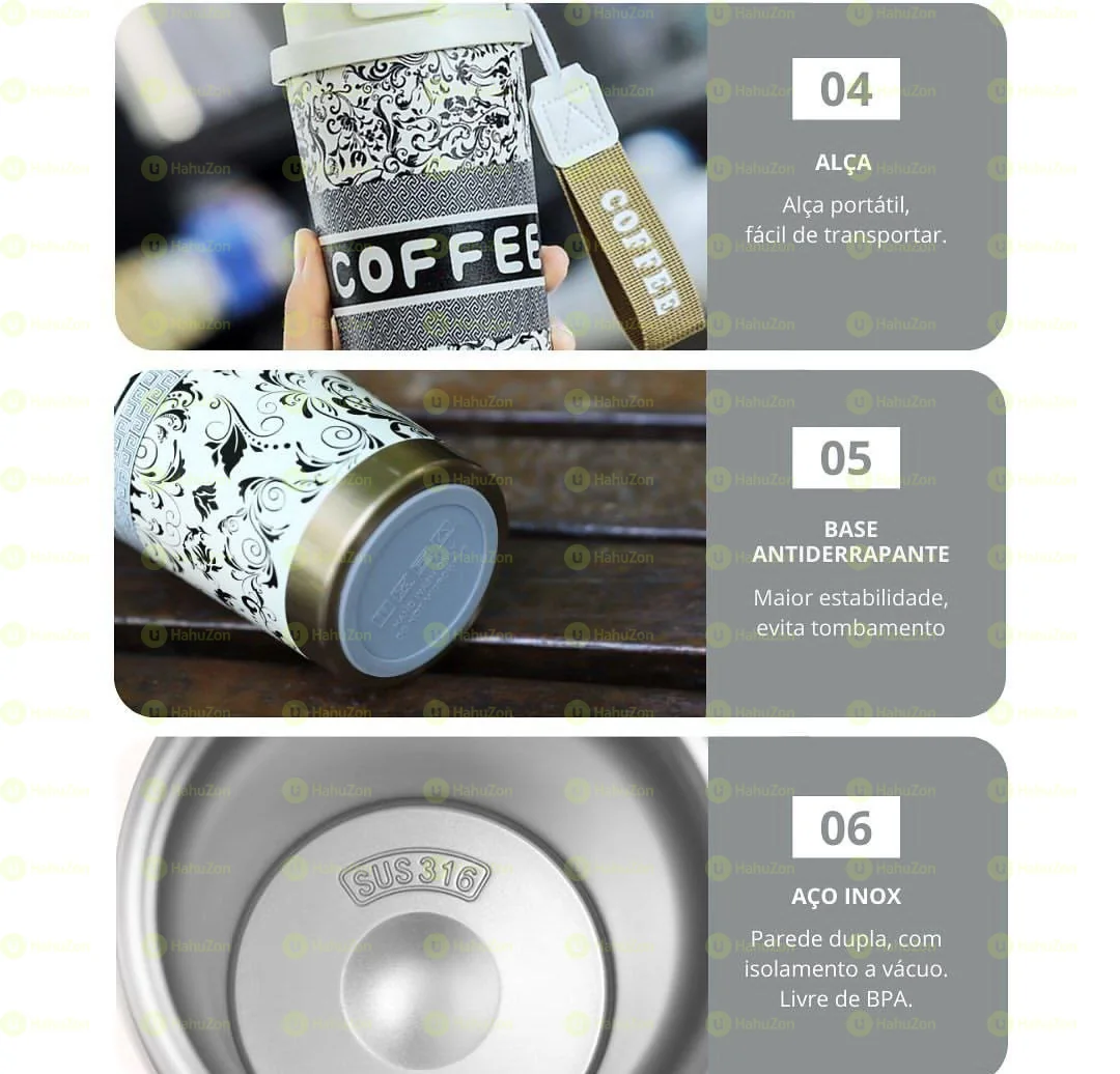 Stainless Still Coffee Mug With Straw