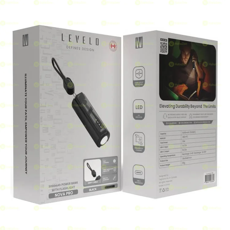 Levelo Nova Pro Power Bank with Flashlight