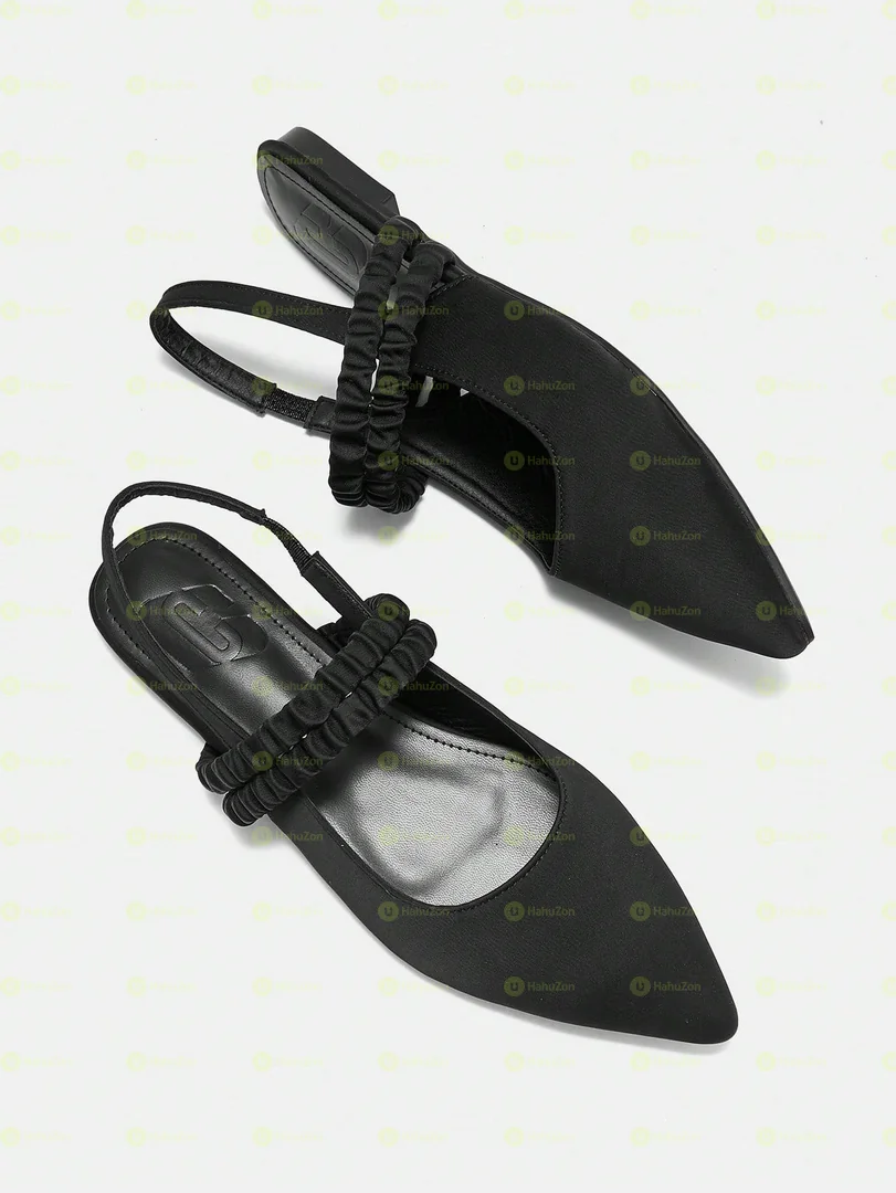 Double Strap Pointy Toe Sling Back Women's Flat