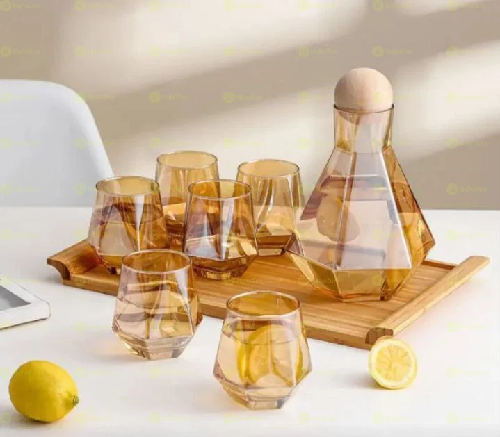 7 Pcs Diamond Shaped  Glassware Set