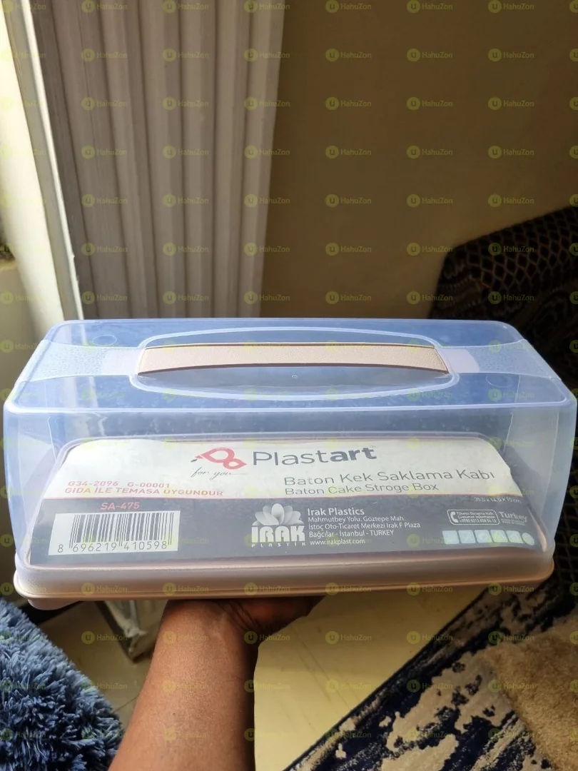 CAKE BOX RECTANGULAR BATON WITH SAFETY CLIP LID AND HANDLE