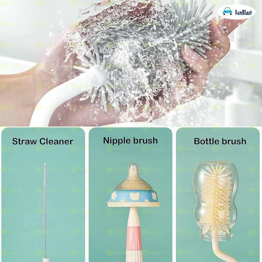 3-በ-1  ሲሊከኖን የጡጦ ብሩሽ