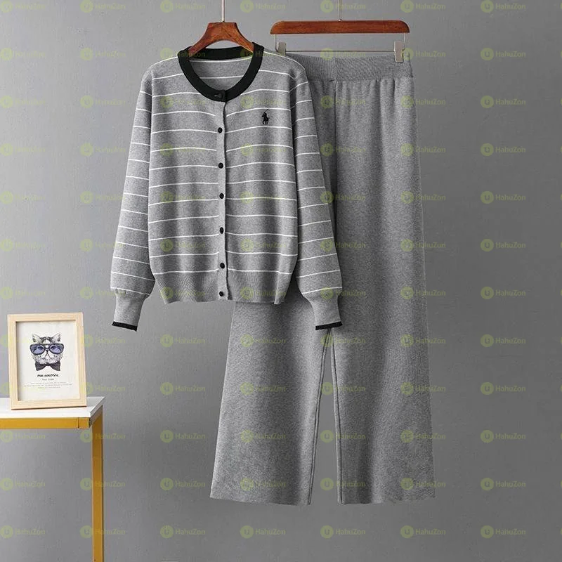 Knitted Suit Knit Women's Pantsuit Sweater Sets