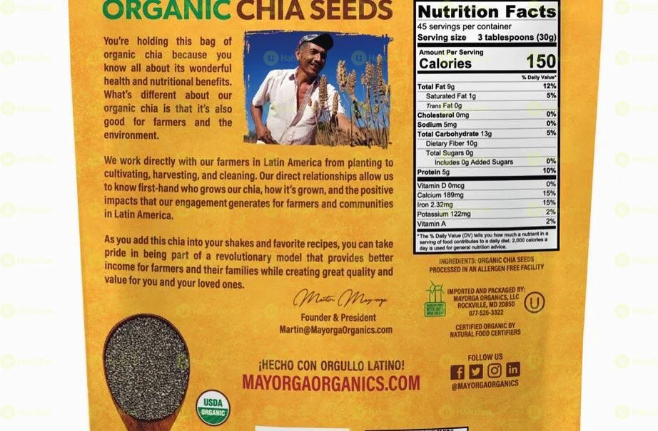 Mayorga Organic Chia Seeds USDA Organic NON-Gmo verified