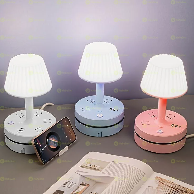 All in one table lamp socket