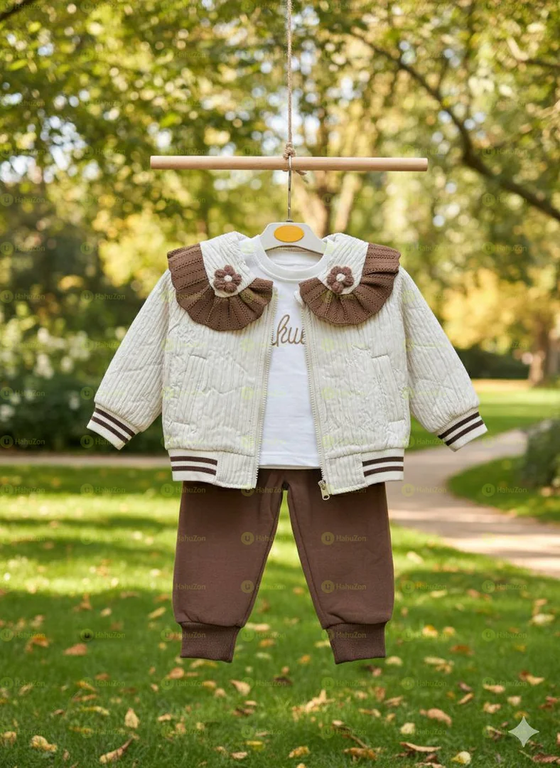 3pcs Cotton Top and Kaky Toousers