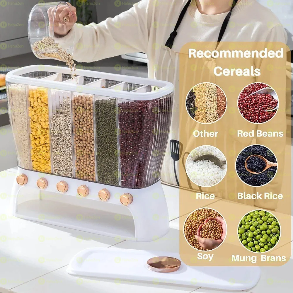 Clear Six-Grid Dry Food Dispenser