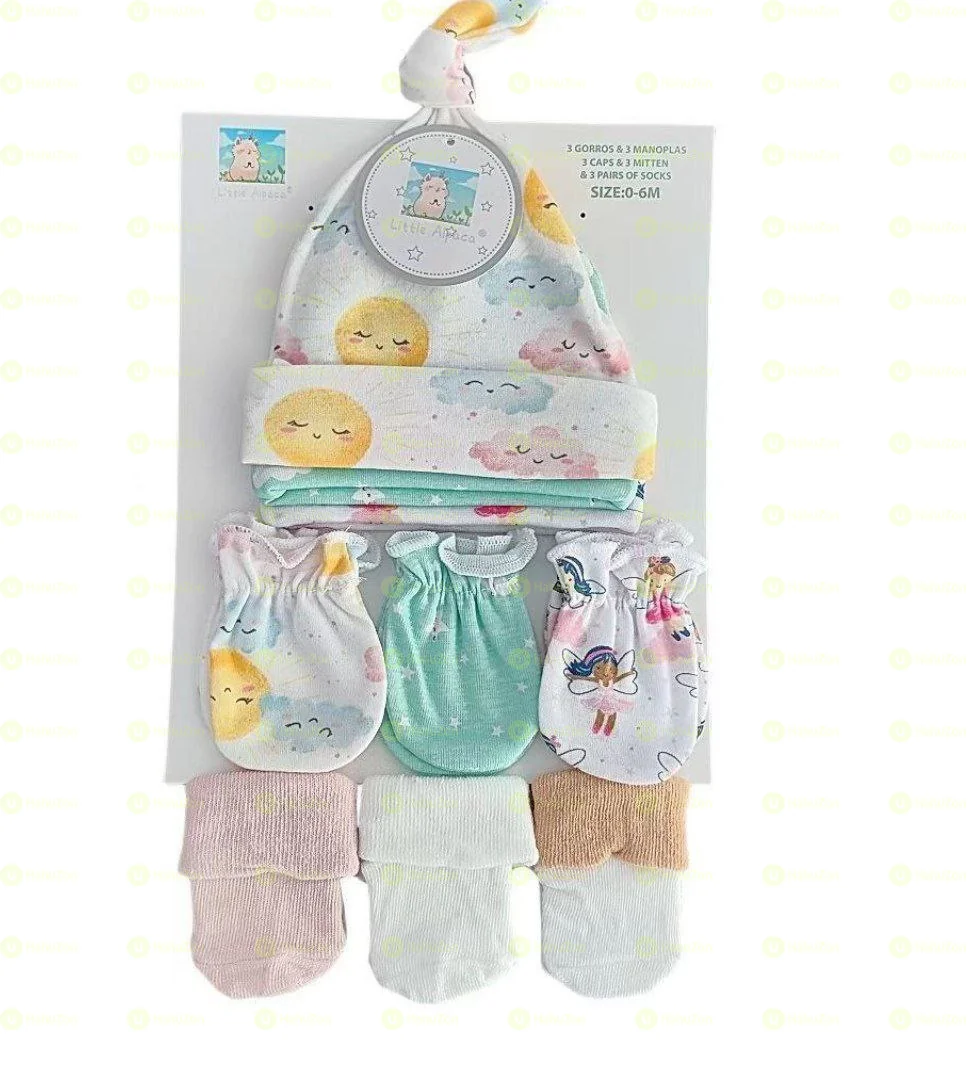 9pc 3 Caps Mitten Pairs Of Socks