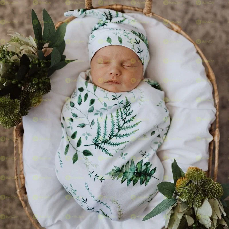 Newborn Swaddle Receiving Blanket Hat