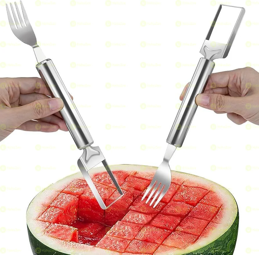 2-in-1 Stainless Steel Watermelon Cutter and Fork Slicer Tool