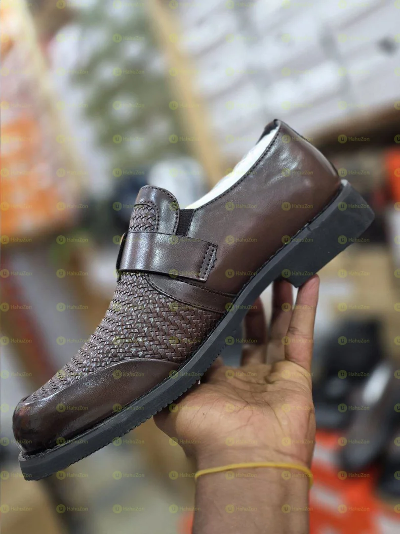 Brown Leather Monk Strap Men's Shoes