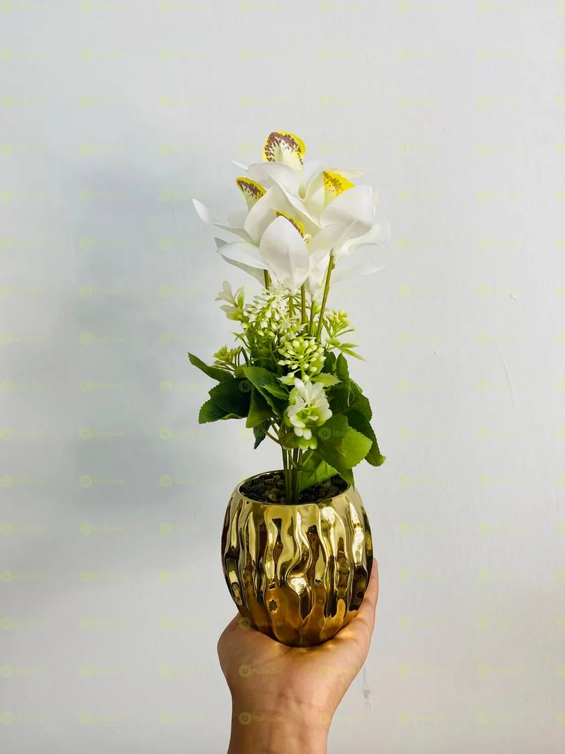 Beautiful Golden Vase and Flower