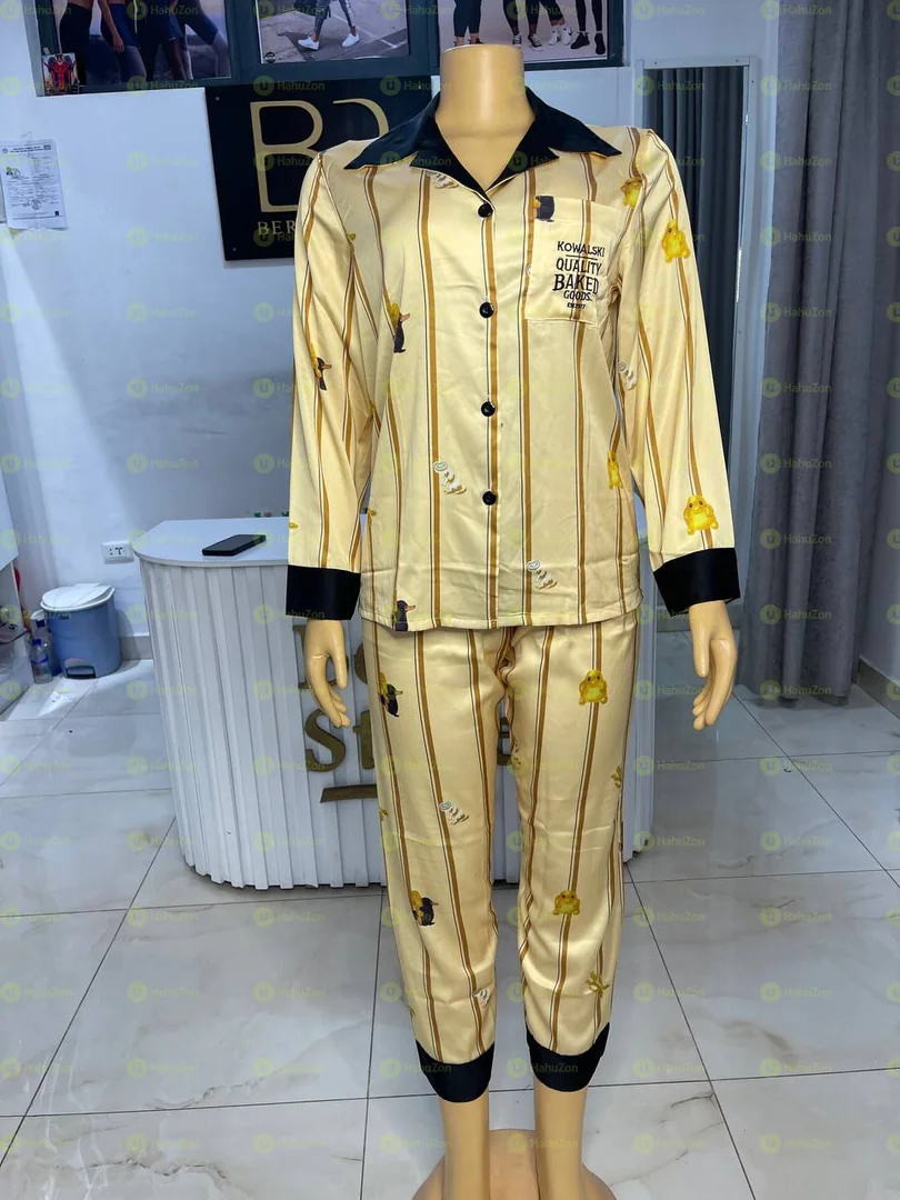 Comfortable Women 2 Pieces Satin Pyjamas Set