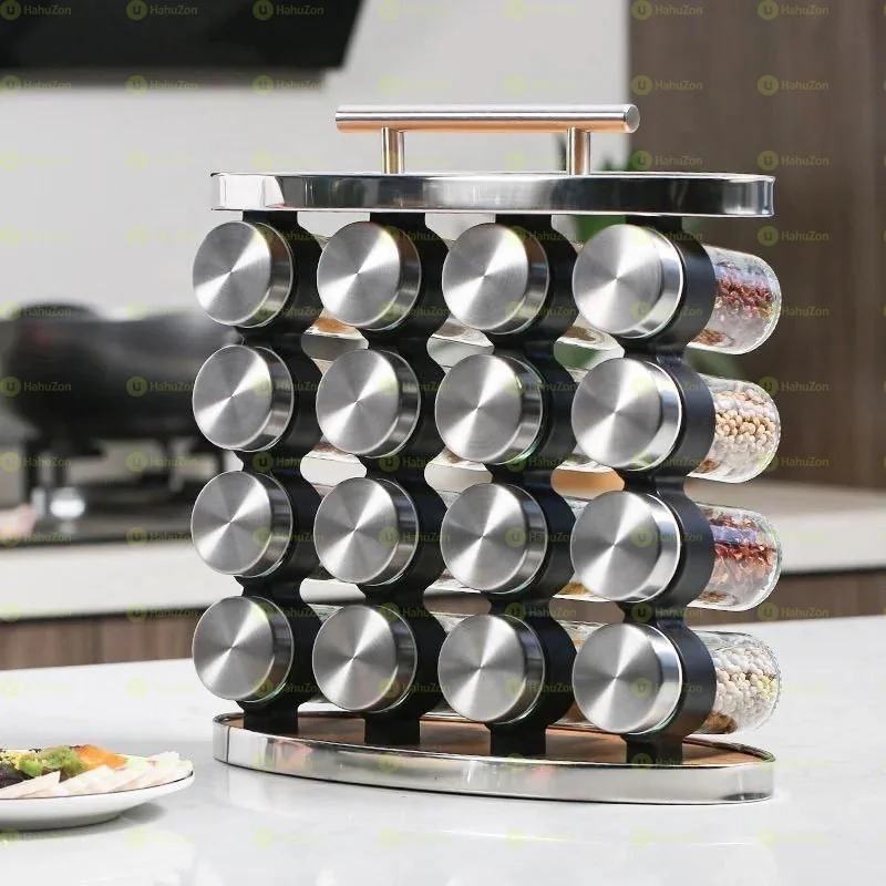 16 Pcs Spice Carousel Glass Jar