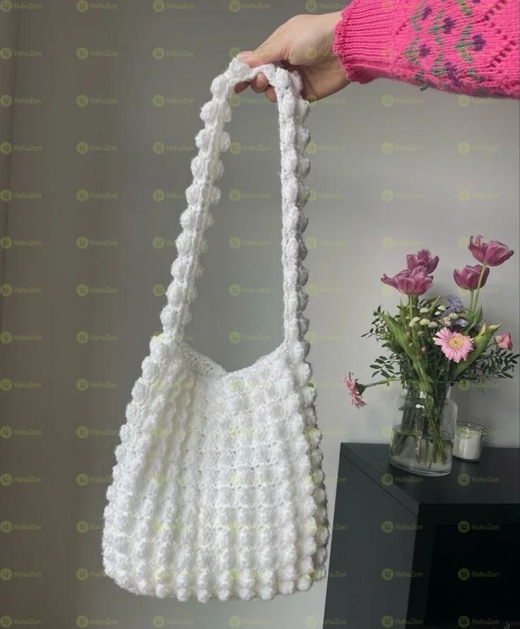 Cute Crocheted Middle Sized Tote Bag