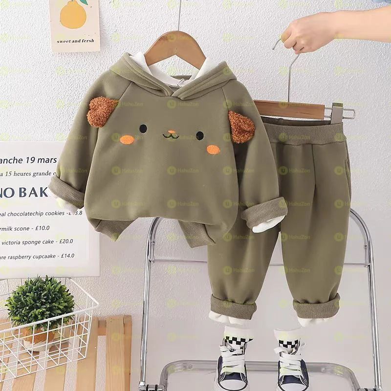 Unisex Thick Velvet Hooded and Pant Set