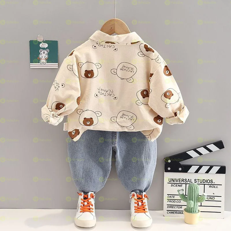 2pcs Boys Jeans Pant and Shirt Set