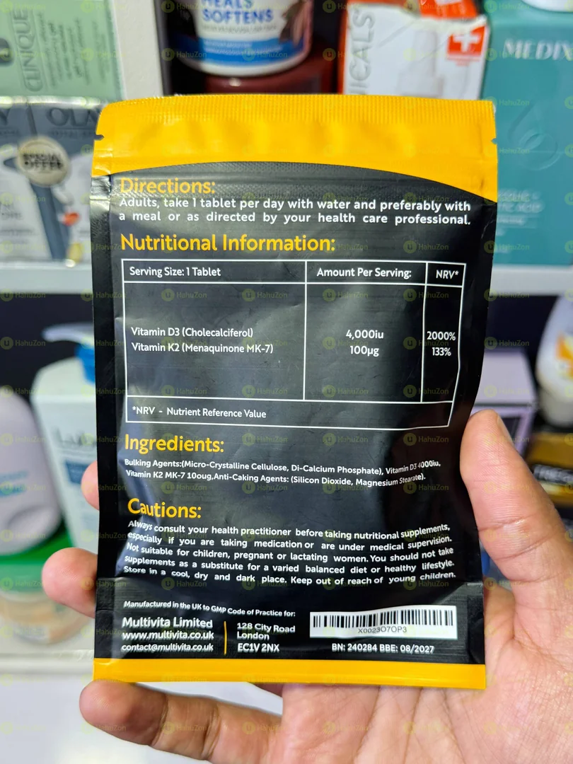 MultiVita Vitamin D3 & K2 Food Supplement