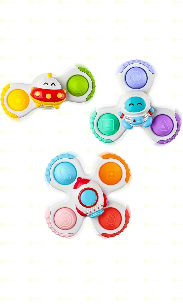 3PCS Pop Suction Cup Spinner Sensory Airplane Travel Toys