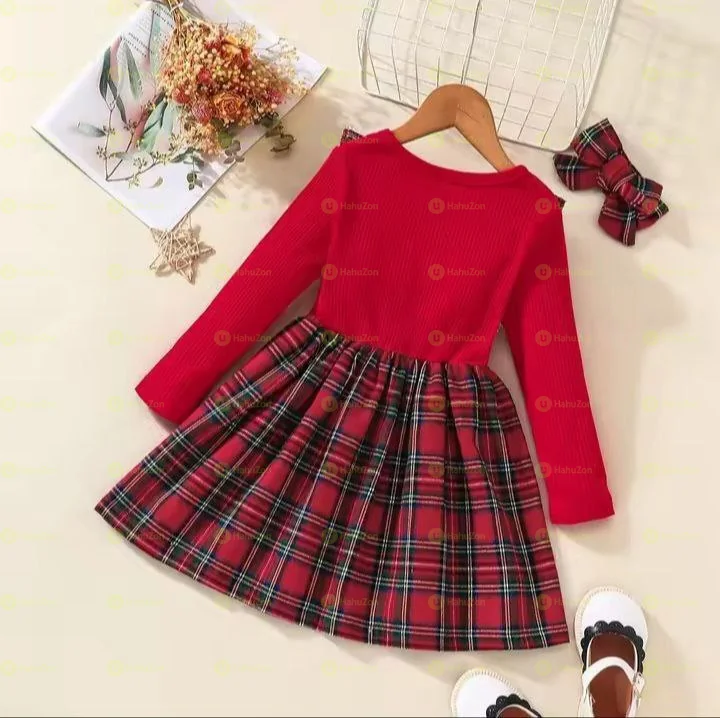 Long-Sleeved Christmas Bow A-line Skirt