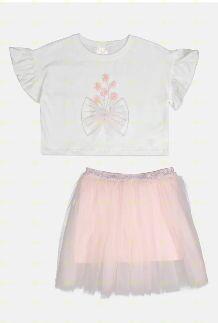 Miss Kid Girls 2 Piece Embroidered T-Shirt And Tutu Set