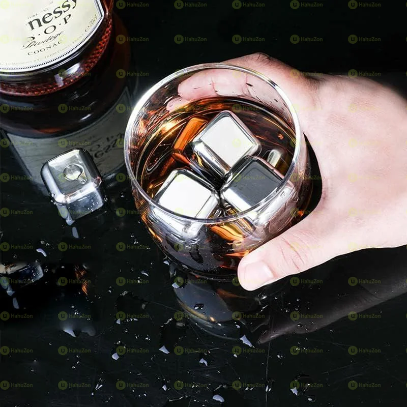 Set of 4 Stainless Steel Ice Cubes