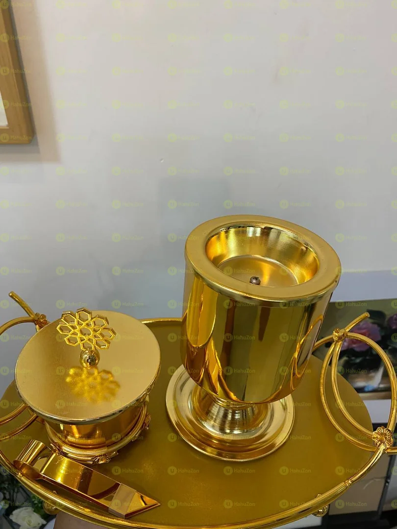 Golden Table Top Incense Holders With Steel and Tray