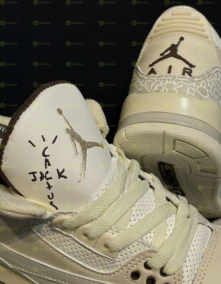 Air Jordan 3 Retro x Travis Scott Sail Pale Ivory Mid Men's Shoes