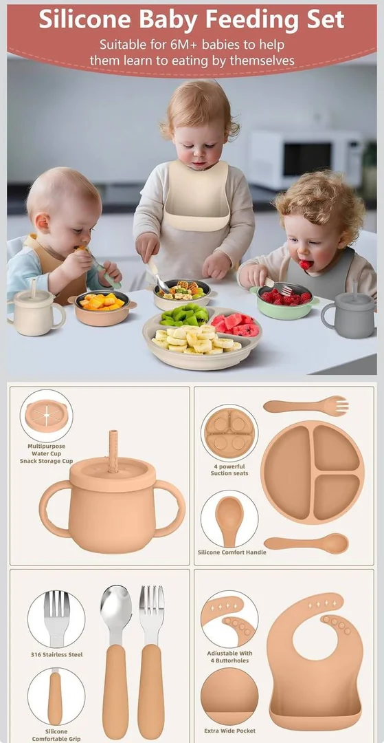 9 piece Silicone Baby Feeding Set