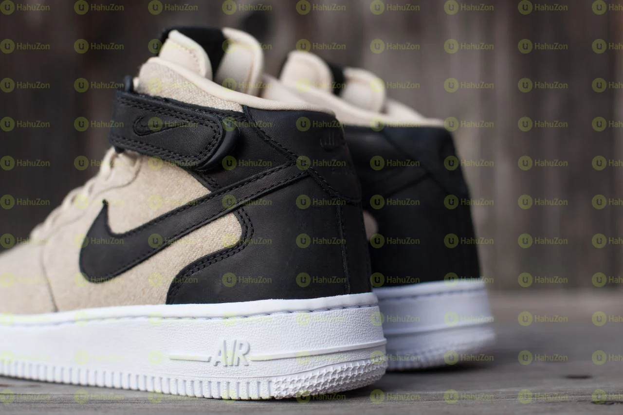 Nike Air Force 1 07 Mid Premium Leather Khaki Black Men's Shoes