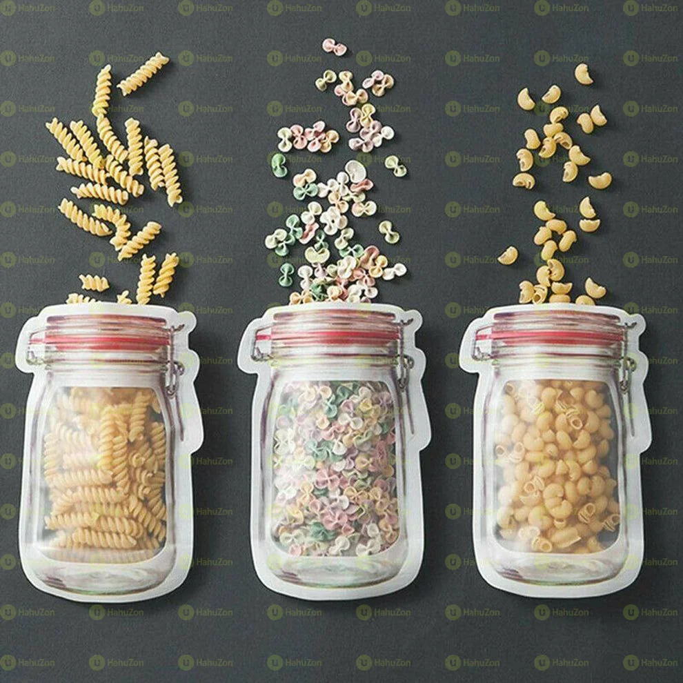 3pcs Reusable Plastic Mason Jar Bottles Bags