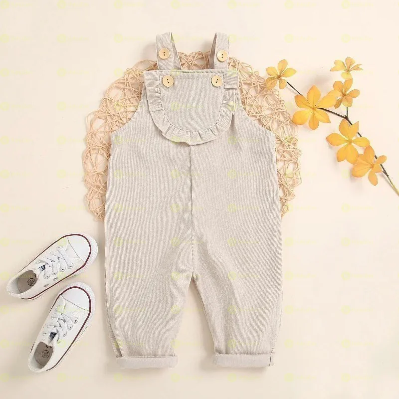 Solid Color Sleeveless Ribbed Baby Suspender Jumpsuit