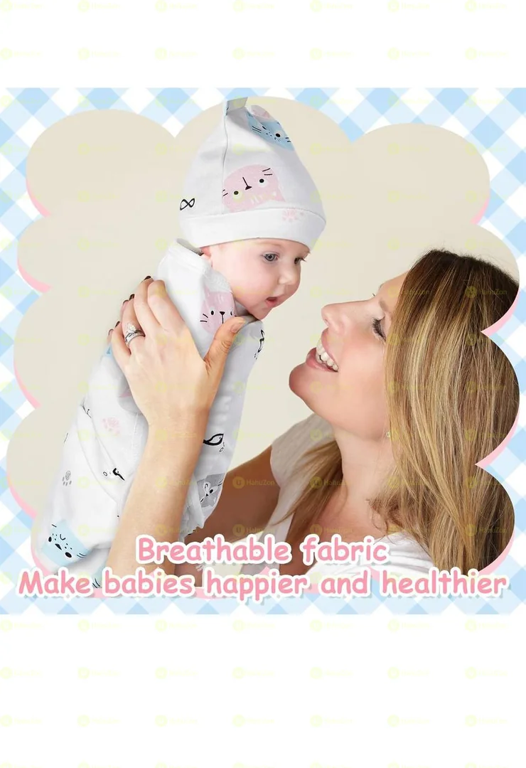 Swaddle Blanket with Hats for Baby Girl Boy