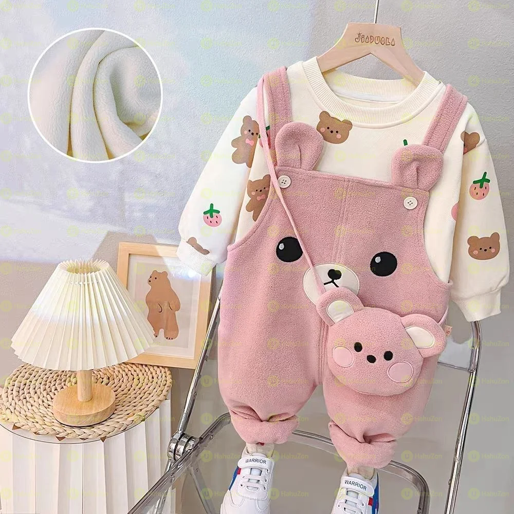 3 Piece Set Casual Overall and Top Set