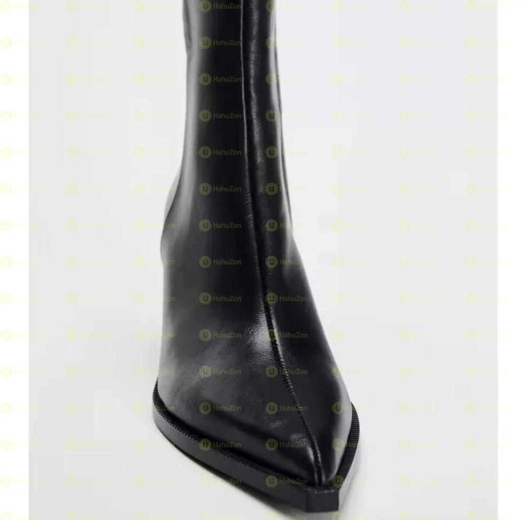 Zara Casual Pointed Toe Thick Heel Boots