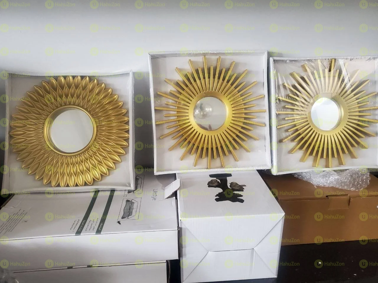 Golden Clock Mirror Set