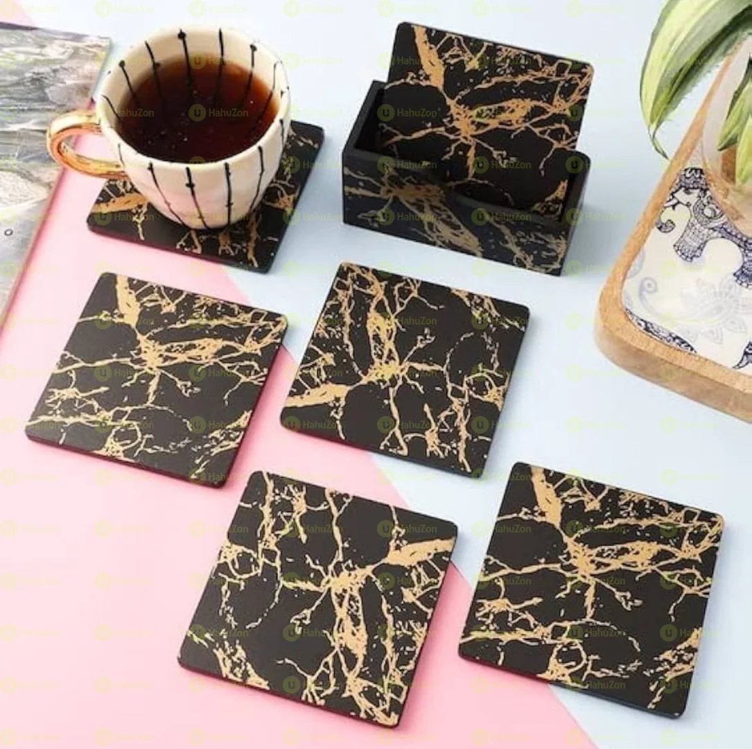 Set of 6 Wooden Cup Mat