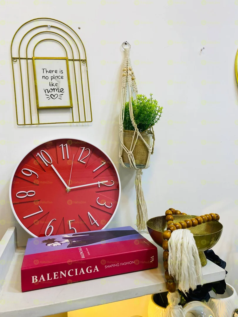 Aesthetic Red Modern Wall Clock