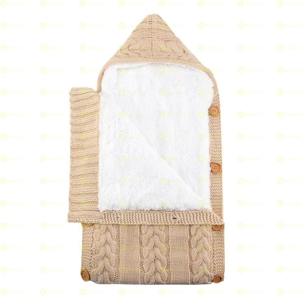 Newborn Baby Fleece-Lined Thickened Warm Sleeping Bag Swaddling Blanket