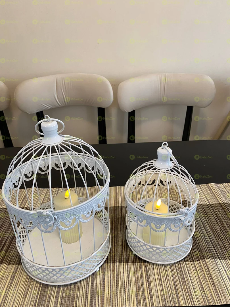 White Metal Candle Holder Lantern
