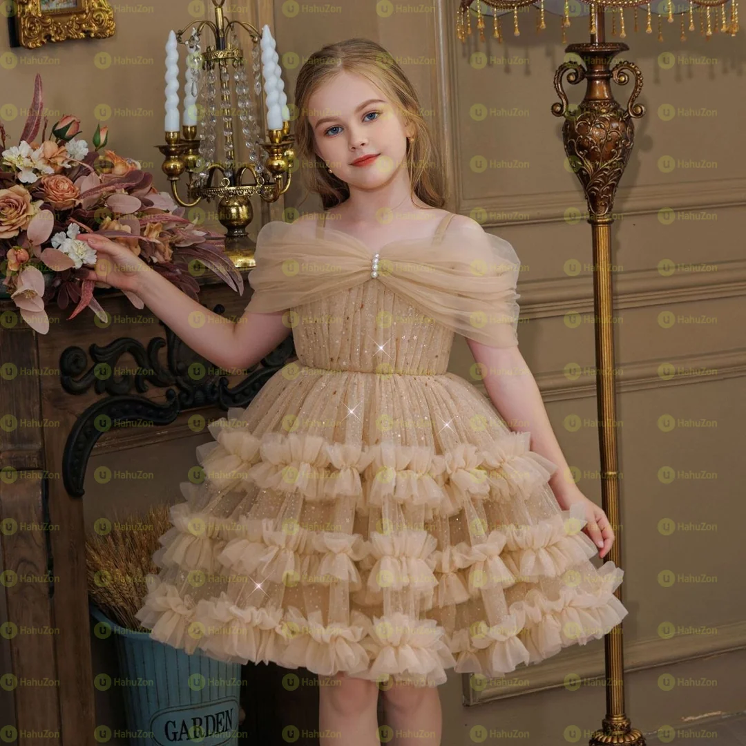 Princess Girls Cross-Border Trade Off-Shoulder d=Dress