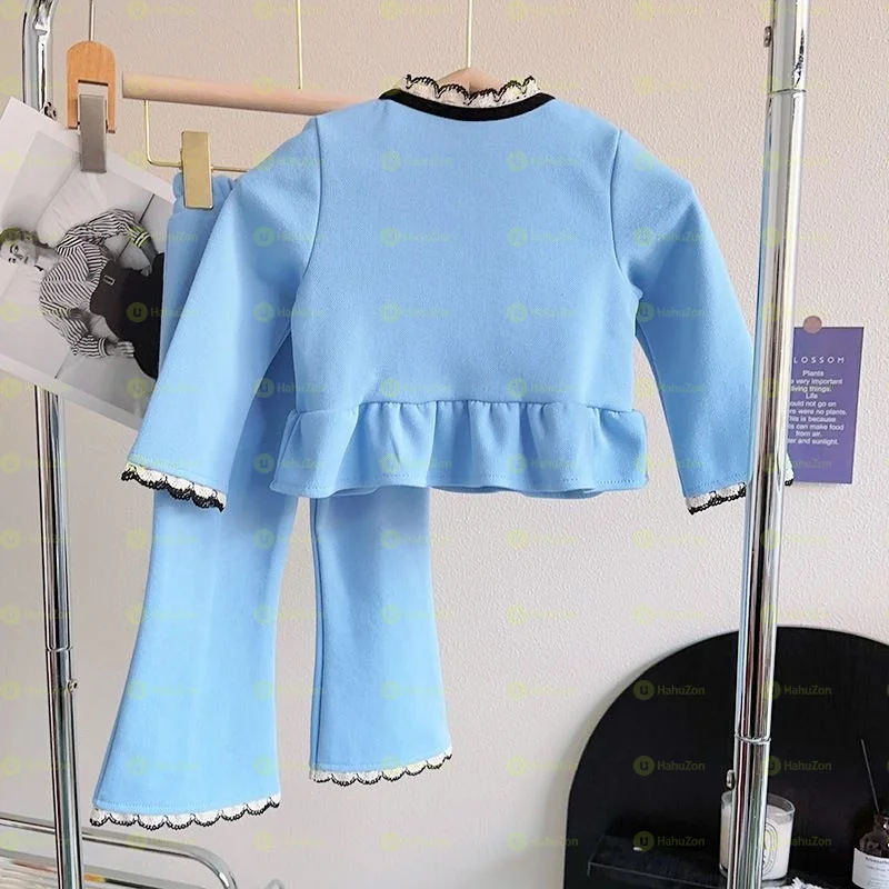 Toddler Girls' French Peter Pan Collar Top and Casual Pants Set